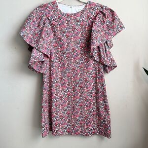 MABLE Floral Flutter Sleeve Mini Dress S